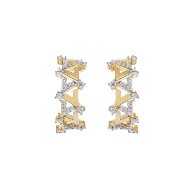 Artē Madrid Women's Gold Reversed A Collection Vivid V Series Hoop Earrings