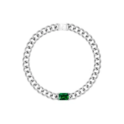 Artē Madrid Women's Pet It On Cuban Chain Choker Necklace - Emerald Green