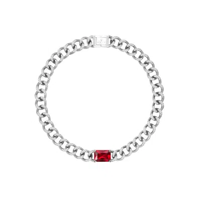 Artē Madrid Women's Pet It On Cuban Chain Choker Necklace - Ruby Red