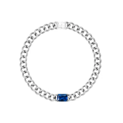 Artē Madrid Women's Pet It On Cuban Chain Choker Necklace - Sapphire Royal Blue