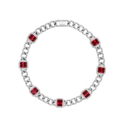 Artē Madrid Women's Pet It On Cuban Chain Necklace - Ruby Red