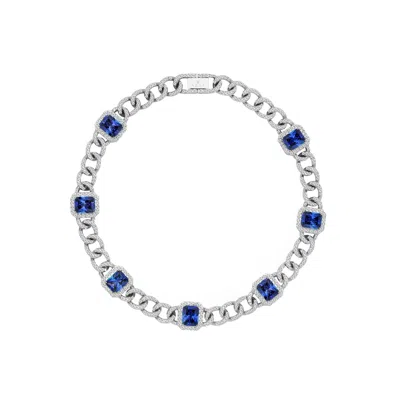 Artē Madrid Women's Pet It On Cuban Chain Necklace - Sapphire Royal Blue