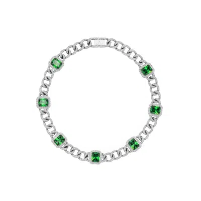 Artē Madrid Women's Pet It On Cuban Chain Necklace - Tsavorite Green
