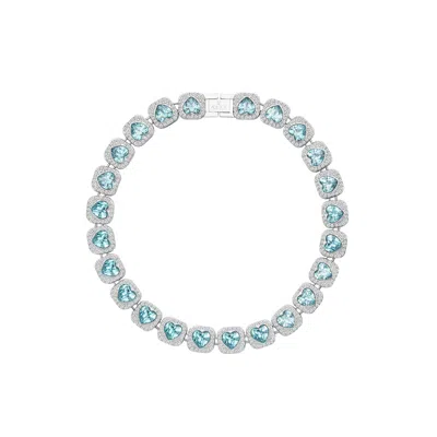 Artē Madrid Women's Pet It On Heart-shaped Riviere Necklace - Paraiba Blue