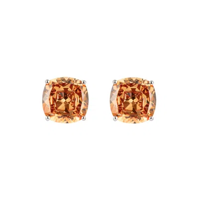 Artē Madrid Women's Prism Cushion-cut Clip-on Stud Earrings - Citrine Orange