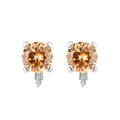 Artē Madrid Women's Prism Round Clip-on Stud Earrings - Citrine Orange & Canary Yellow