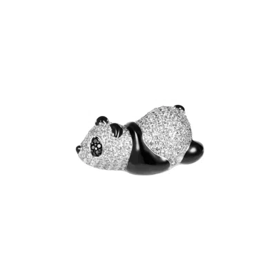 Artē Madrid Women's Puffy Panda Brooch - Resting Lazy Panda In Multi