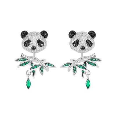 Artē Madrid Women's Puffy Panda Convertible Stud Earrings With Drop Charms