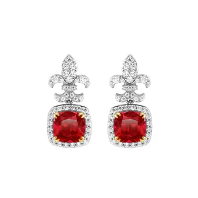 Artē Madrid Women's Red Casa Real Fleur-de-lis Earrings