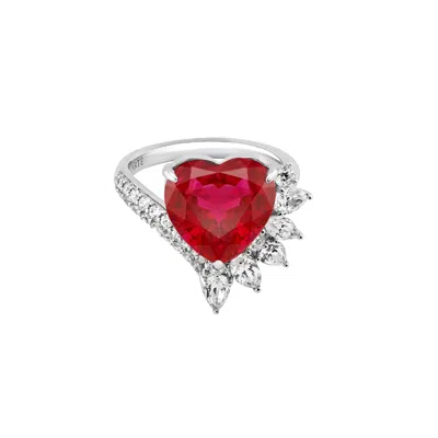 Artē Madrid Women's Red Casa Real Insignia Heart Statement Ring