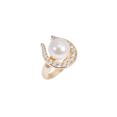 Artē Madrid Women's Seaside Treasures Herradura Pearl Ring - Yellow Gold