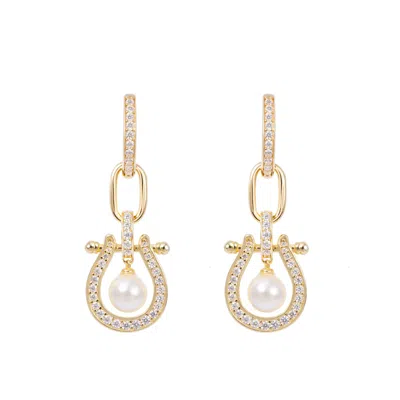 Artē Madrid Women's Seaside Treasures Herradura Pearl Two-way Drop Earrings - Yellow Gold
