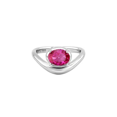 Artē Madrid Women's Sierra Contour Oval Solitaire Ring - Fuchsia Pink
