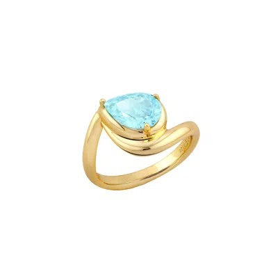 Artē Madrid Women's Sierra Contour Pear-shaped Solitaire Ring - Paraiba Blue