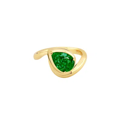 Artē Madrid Women's Sierra Contour Pear-shaped Solitaire Ring - Tsavorite Green