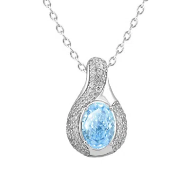 Artē Madrid Women's Sierra Pavé Amulet Necklace - Aquamarine Blue