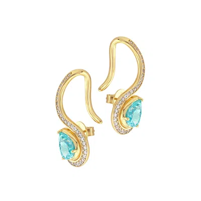 Artē Madrid Women's Sierra Pavé Contour Climber Earrings - Paraiba Blue