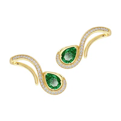 Artē Madrid Women's Sierra Pavé Contour Climber Earrings - Tsavorite Green