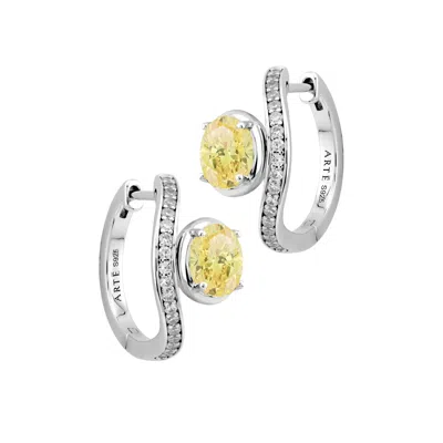Artē Madrid Women's Sierra Pavé Contour Hoop Earrings - Canary Yellow