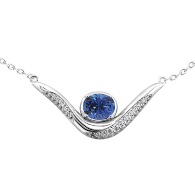 Artē Madrid Women's Sierra Sculpted Pavé Contour Necklace - Sapphire Royal Blue In Metallic