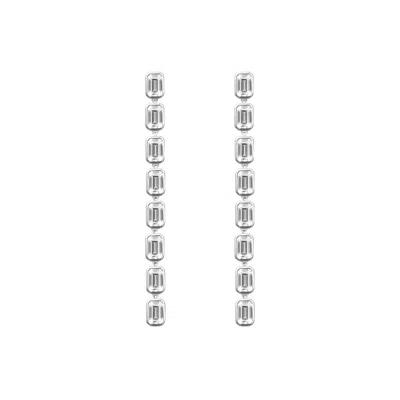 Artē Madrid Women's Silver Gemma Cascading Dangle Earrings - Emerald