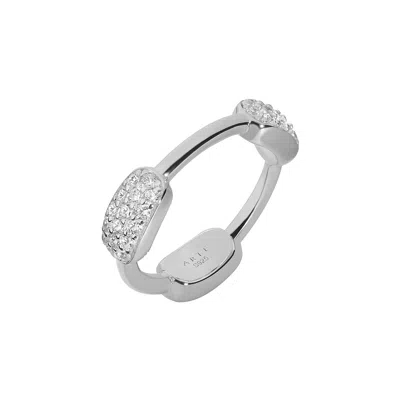 Artē Madrid Women's Silver Toggle Pavé Pillow Dome Ring - White Gold
