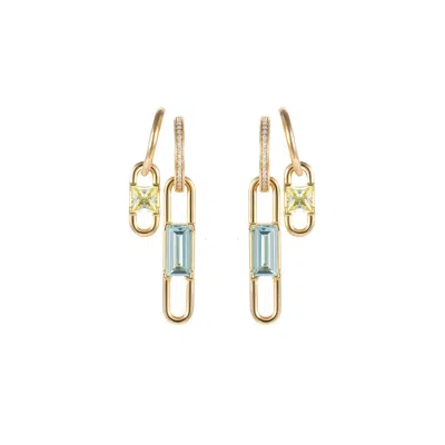 Artē Madrid Women's Toggle Convertible Double Hoop Earrings With Reversible Drop Charms - Canary Yellow