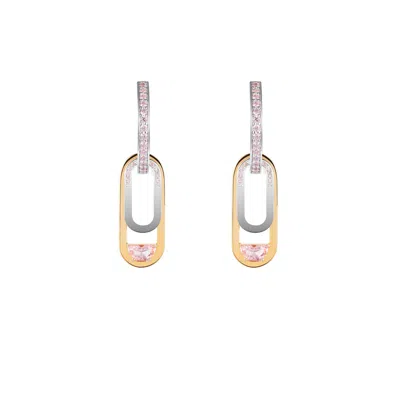 Artē Madrid Women's Toggle Convertible Hoop Earrings With Drop Charms - Morganite Pink