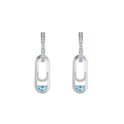 Artē Madrid Women's Toggle Convertible Hoop Earrings With Drop Charms - Topaz Sky Blue