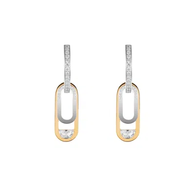 Artē Madrid Women's Toggle Convertible Hoop Earrings With Drop Charms - White
