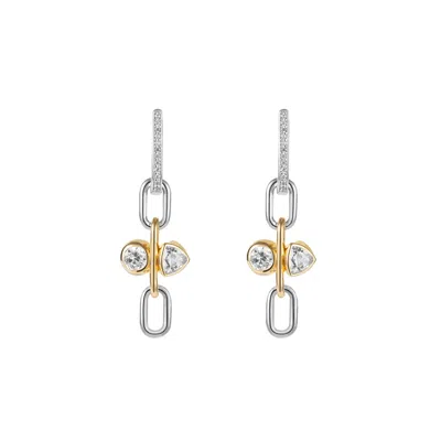 Artē Madrid Women's Toggle Kaleidoscopic Convertible Drop Earrings - White