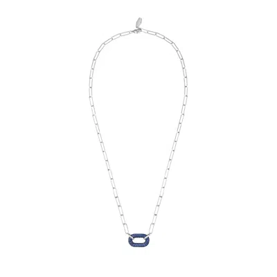 Artē Madrid Women's Toggle Puffy Oval Link Necklace - Blue