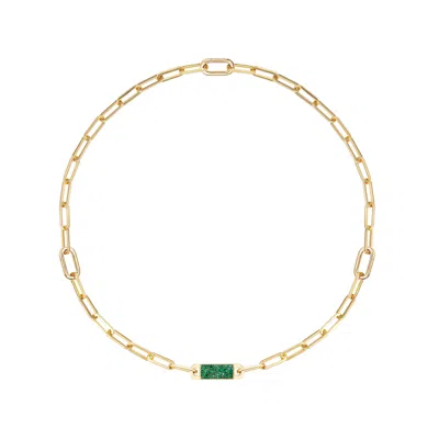 Artē Madrid Women's Toggle Reversible Link Necklace & Bracelet - Emerald Green