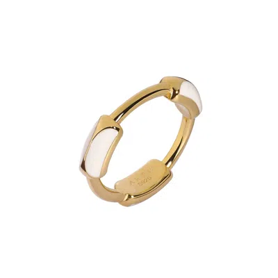 Artē Madrid Women's Toggle Sculpted Dome Ring - White
