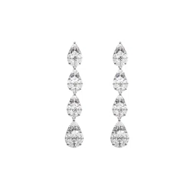 Artē Madrid Women's White Gemma Cascading Dangle Earrings - Pear