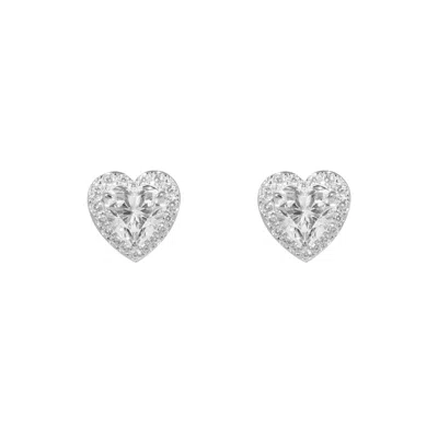 Artē Madrid Women's White Gemma Heart-shaped Earrings - Clip-on