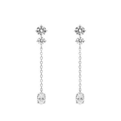 Artē Madrid Women's White Gemma Oval Dangle Earrings - Stud