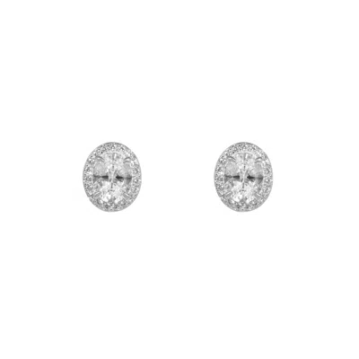 Artē Madrid Women's White Gemma Oval Earrings - Stud