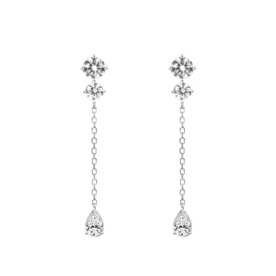 Artē Madrid Women's White Gemma Pear-shaped Dangle Earrings - Stud