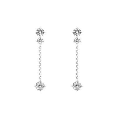 Artē Madrid Women's White Gemma Round Dangle Earrings - Clip-on In Metallic