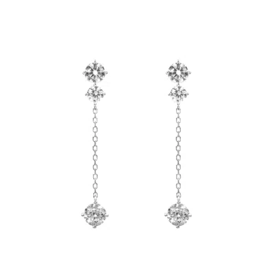 Artē Madrid Women's White Gemma Round Dangle Earrings - Stud