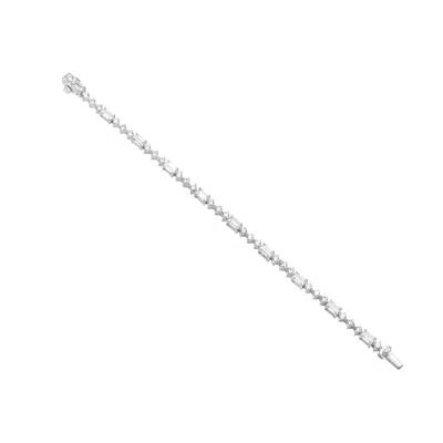 Artē Madrid Women's White Gemma Tennis Bracelet - Emerald-cut