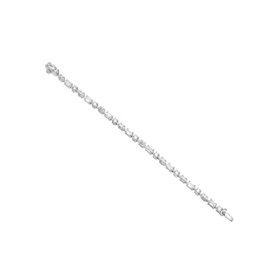 Artē Madrid Women's White Gemma Tennis Bracelet - Oval-cut