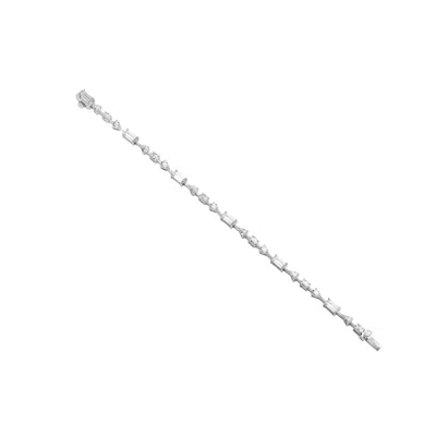 Artē Madrid Women's White Gemma Tennis Bracelet - Pear-cut