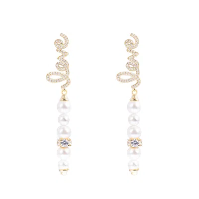 Artē Madrid Women's White Seaside Treasures Emoji Pearl Dangle Earrings - Love
