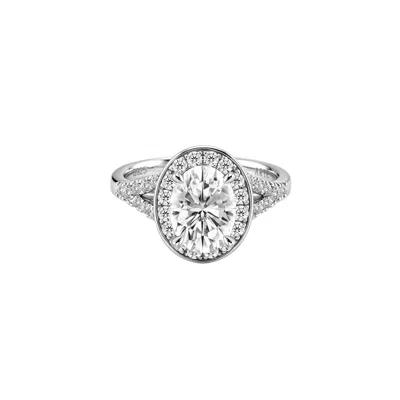 Artē Madrid Women's White Simple Oval Cathedral Pavé Ring