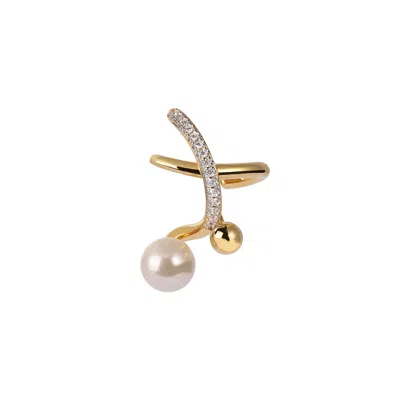 Artē Madrid Women's White Toggle Convertible Crossover Earring With Pearl