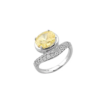 Artē Madrid Women's Yellow Sierra Pavé Contour Oval Solitaire Ring