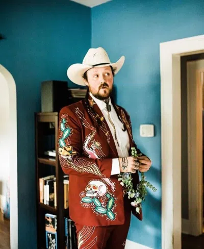 Pre-owned Art Men 2pc Suit Custom Made Embroidered Prom ,wedding And Cocktail Py In Blue
