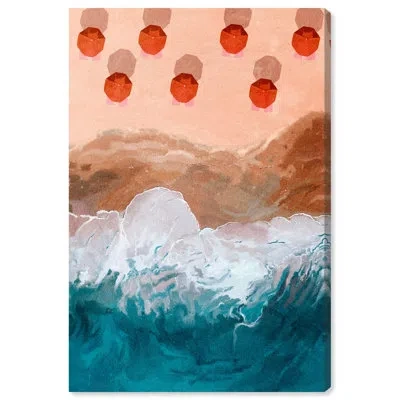 Art Remedy Beach Front Umbrella Canvas Modern Beach Wall Art By  In Wrapped Canvas